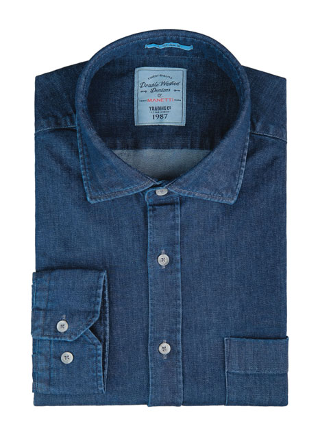 MEN'S MANETTI SHIRT CASUAL  BLUE