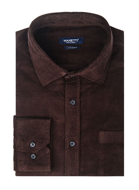 MEN'S ΠΟΥΚΑΜΙΣΟ ΚΟΤΛΕ MANETTI CASUAL  CHESTNUT BROWN