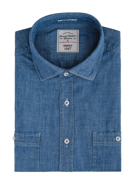 MEN'S MANETTI SHIRT CASUAL  LIGHT INDIGO