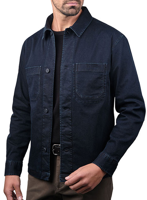 Ανδρικό Overshirt Manetti casual denim blue brown