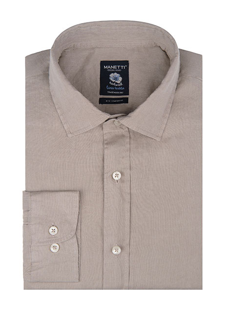 Ανδρικό Λινο Πουκαμισο Manetti casual sand