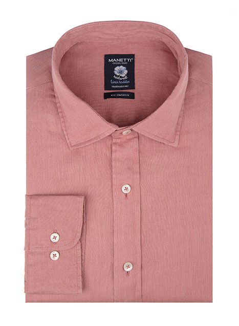 Ανδρικό Λινο Πουκαμισο Manetti casual salmon