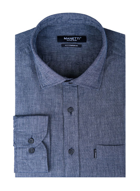 MEN'S MANETTI SHIRT CASUAL  CHAMBRAY BLUE