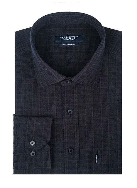 MEN'S MANETTI SHIRT CASUAL  DARK BLUE-BROWN
