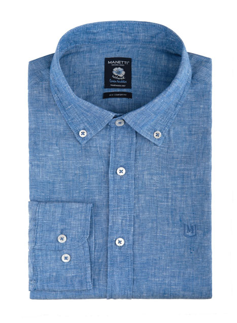 MEN'S ΛΙΝΟ ΠΟΥΚΑΜΙΣΟ MANETTI CASUAL  BLUE MELANGE