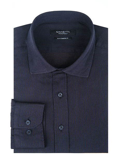 MEN'S MANETTI SHIRT FORMAL  BLUE-BROWN
