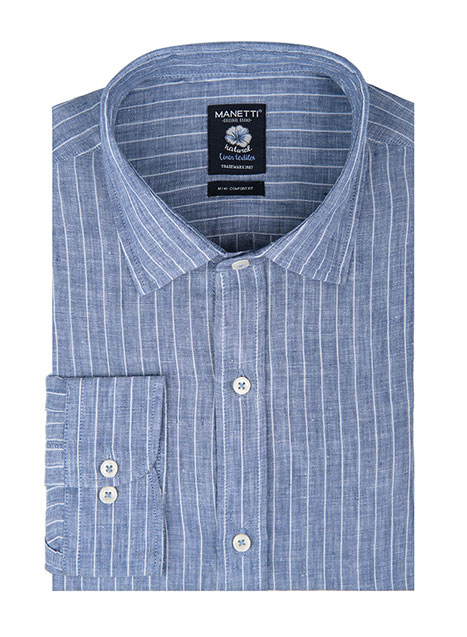 MEN'S ΛΙΝΟ ΠΟΥΚΑΜΙΣΟ MANETTI CASUAL  DARK BLUE