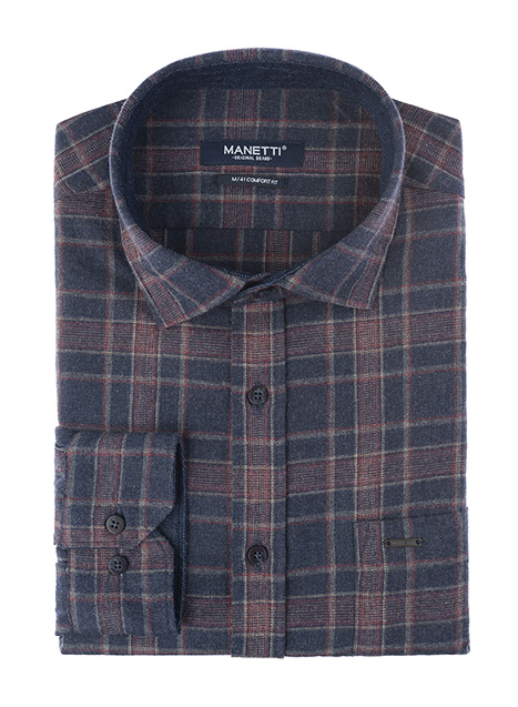MEN'S MANETTI SHIRT CASUAL  BLUE-RED-RUST