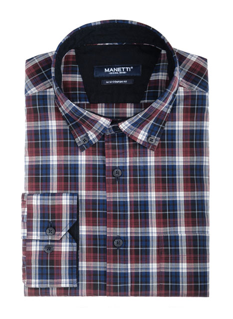 MEN'S MANETTI SHIRT CASUAL  BLUE-AGED RED