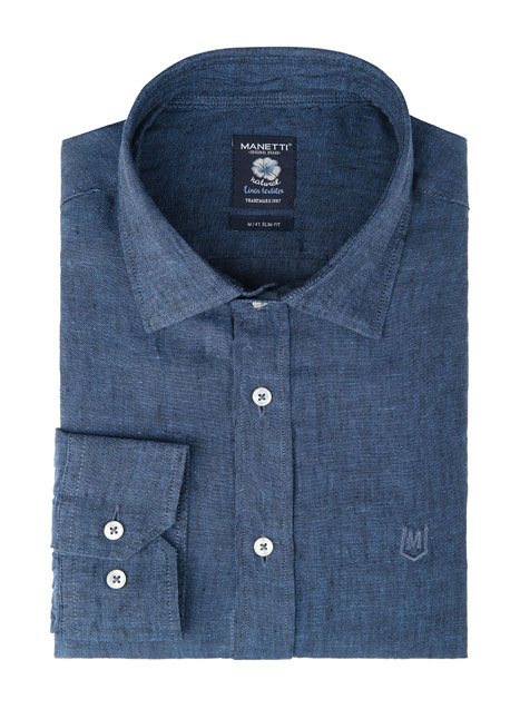 Ανδρικό Πουκάμισο Manetti casual night blue