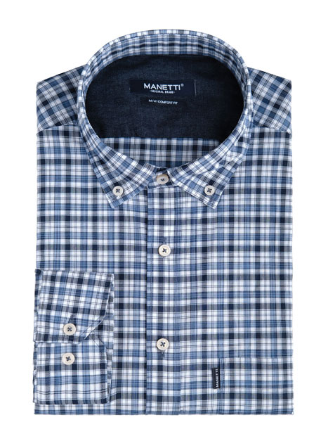 MEN'S MANETTI SHIRT CASUAL  BLUE-WHITE