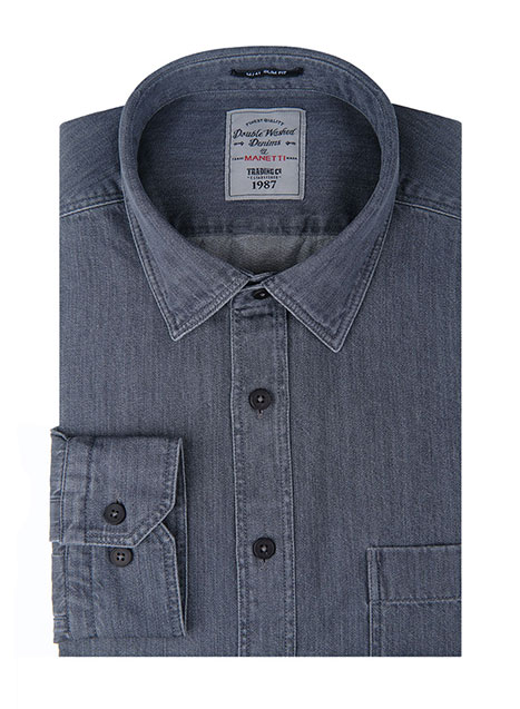 MEN'S MANETTI SHIRT CASUAL  GREY BLUE