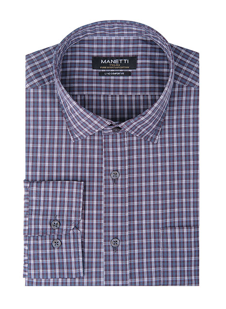 Ανδρικό Πουκάμισο Manetti casual indigo-bordeaux