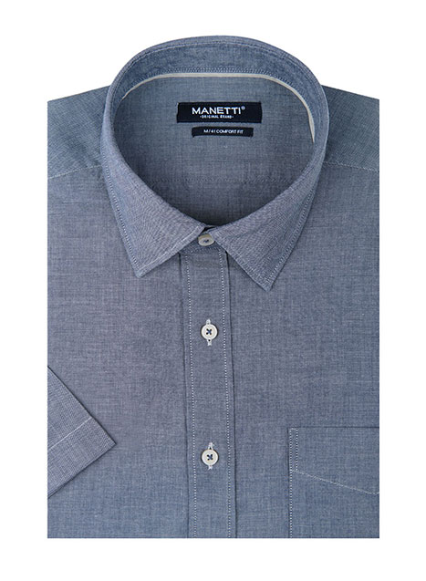 MEN'S ΠΟΥΚΑΜΙΣΟ MANETTI ΚΟΝΤΟ ΜΑΝΙΚΙ CASUAL  INDIGO BLUE