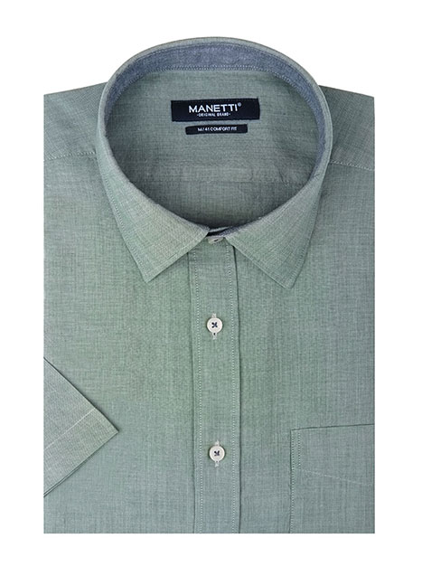 MEN'S ΠΟΥΚΑΜΙΣΟ MANETTI ΚΟΝΤΟ ΜΑΝΙΚΙ CASUAL  GREEN