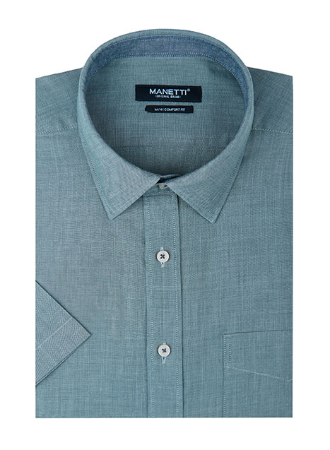MEN'S ΠΟΥΚΑΜΙΣΟ MANETTI ΚΟΝΤΟ ΜΑΝΙΚΙ CASUAL  SEA GREEN