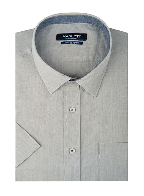MEN'S ΠΟΥΚΑΜΙΣΟ MANETTI ΚΟΝΤΟ ΜΑΝΙΚΙ CASUAL  BEIGE