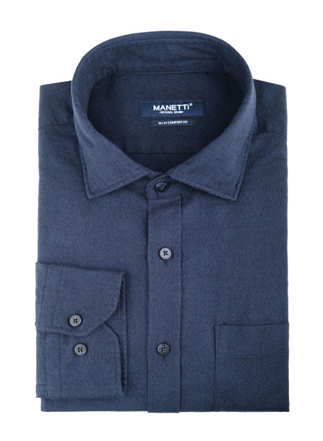 MEN'S MANETTI SHIRT CASUAL  SOLID BLUE