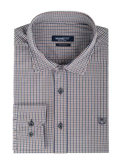 MEN'S MANETTI SHIRT CASUAL  BROWN BLUE