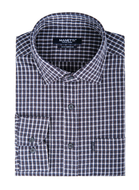 MEN'S MANETTI SHIRT CASUAL  BROWN-BLUE