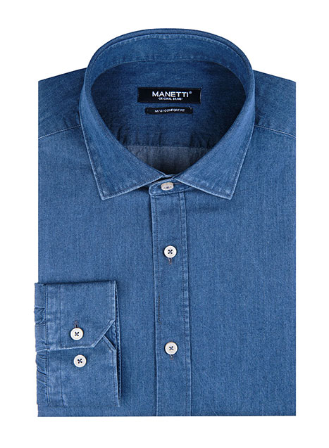 Ανδρικό Πουκάμισο Manetti casual denim blue