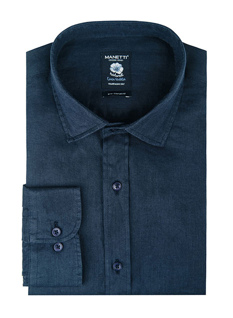 Ανδρικό Λινο Πουκαμισο Manetti casual dark blue