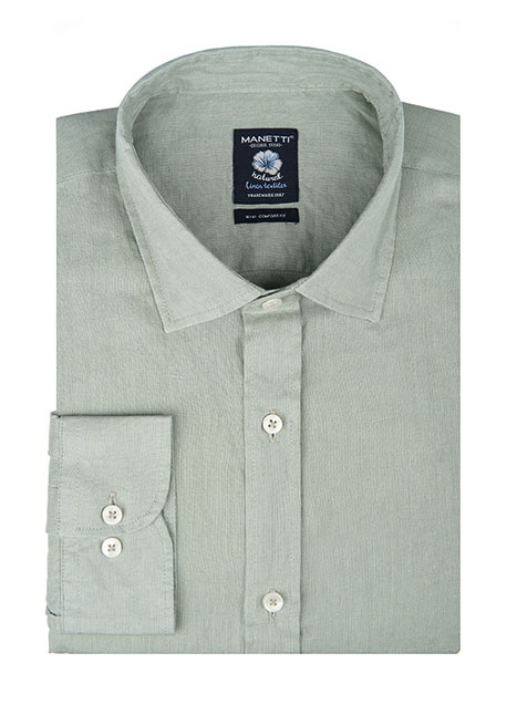Ανδρικό Λινο Πουκαμισο Manetti casual light sage