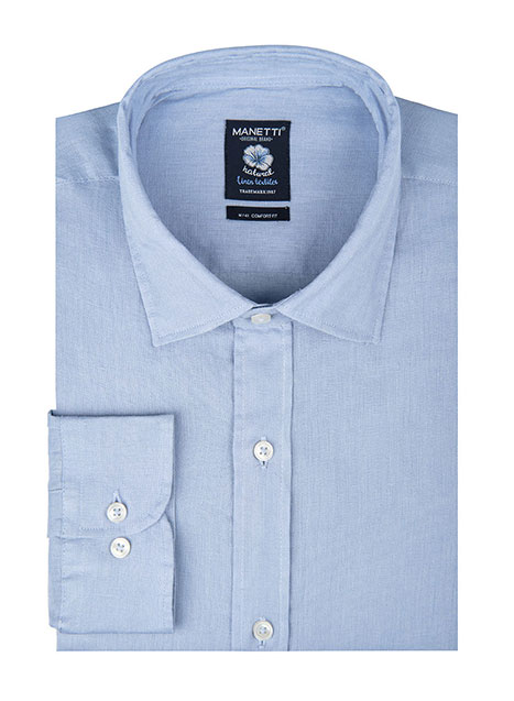 Ανδρικό Λινο Πουκαμισο Manetti casual light blue