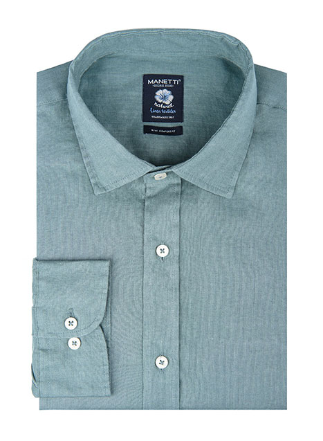 Ανδρικό Λινο Πουκαμισο Manetti casual ocean mint