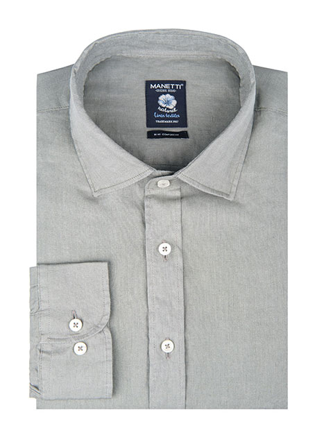 Ανδρικό Λινο Πουκαμισο Manetti casual khaki