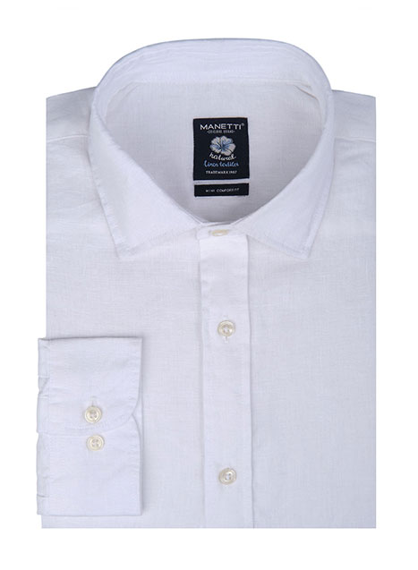MEN'S ΛΙΝΟ ΠΟΥΚΑΜΙΣΟ MANETTI CASUAL  WHITE