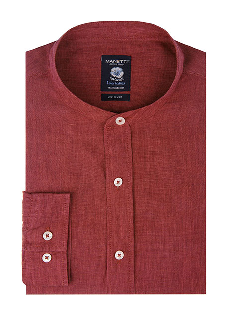 Ανδρικό λινό chambray πουκάμισο casual red rust