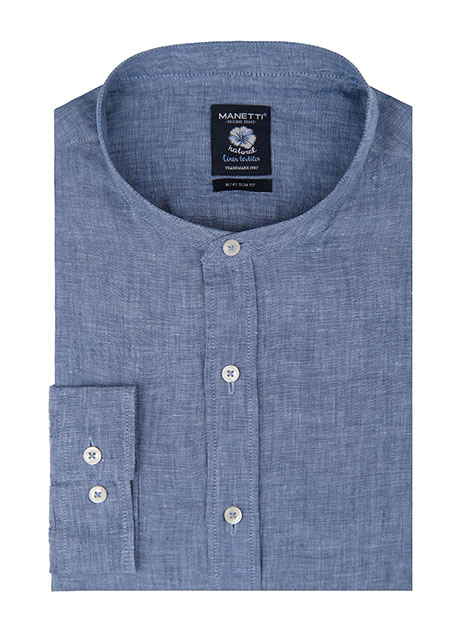 Ανδρικό λινό chambray πουκάμισο casual indigo