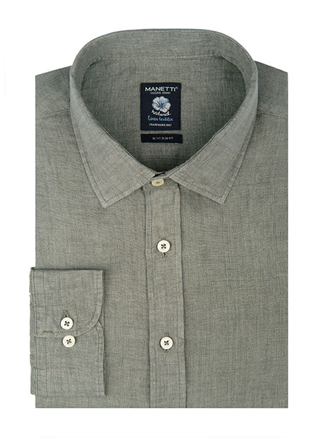 MEN'S ΛΙΝΟ DELAVEE ΠΟΥΚΑΜΙΣΟ CASUAL  KHAKI GREEN