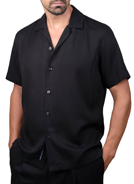MEN'S MANETTI SHIRT CASUAL  BLACK