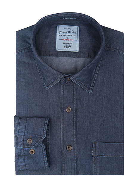 MEN'S ΠΟΥΚΑΜΙΣΟ DENIM MANETTI CASUAL  DENIM BLUE