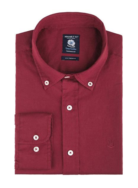 Ανδρικό Λινο Πουκαμισο Manetti casual bordeaux