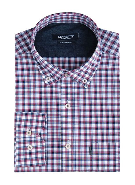 Ανδρικό Πουκάμισο Manetti casual blue-dark red
