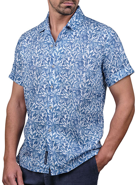 Ανδρικό Πουκάμισο κοντό μανίκι Manetti casual light blue