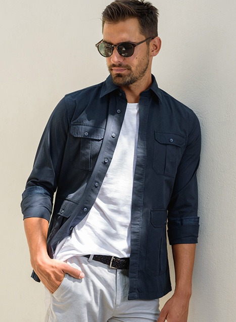 Ανδρικό Πουκάμισο Manetti casual blue