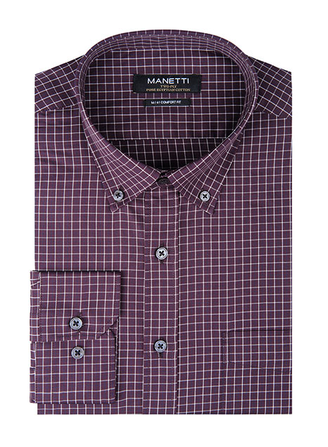 MEN'S MANETTI SHIRT FORMAL  BORDEAUX