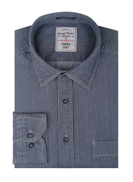 Ανδρικό Πουκάμισο denim Manetti casual grey