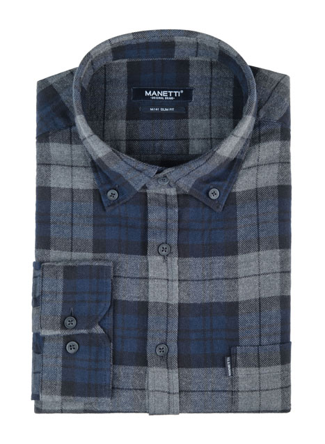 Ανδρικό Πουκάμισο Manetti casual blue grey
