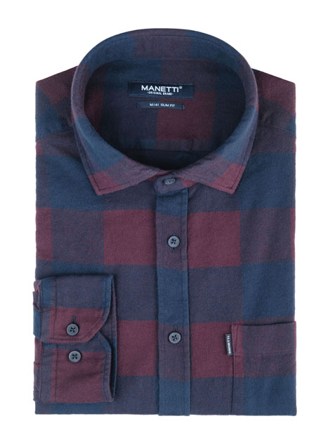 MEN'S MANETTI SHIRT CASUAL  BORDEAUX BLUE