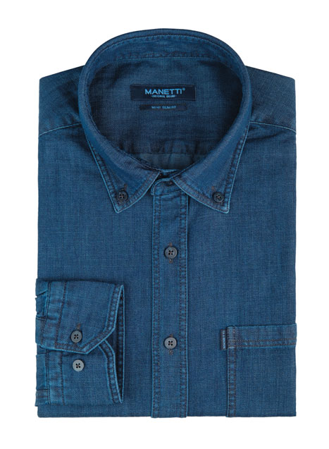 MEN'S MANETTI SHIRT CASUAL  DENIM BLUE