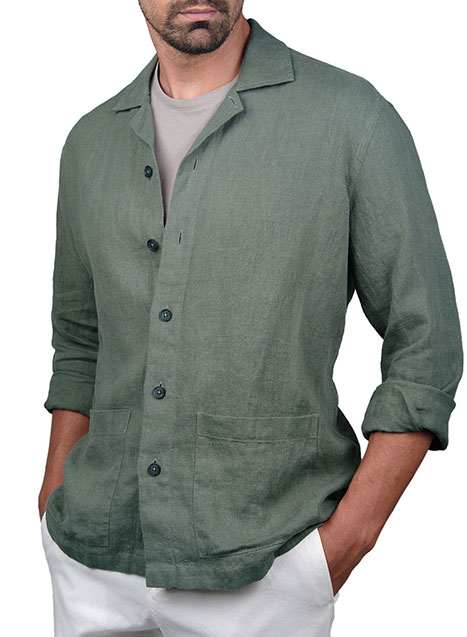 MEN'S OVERSHIRT ΛΙΝΟ MANETTI CASUAL  LIGHT GREEN