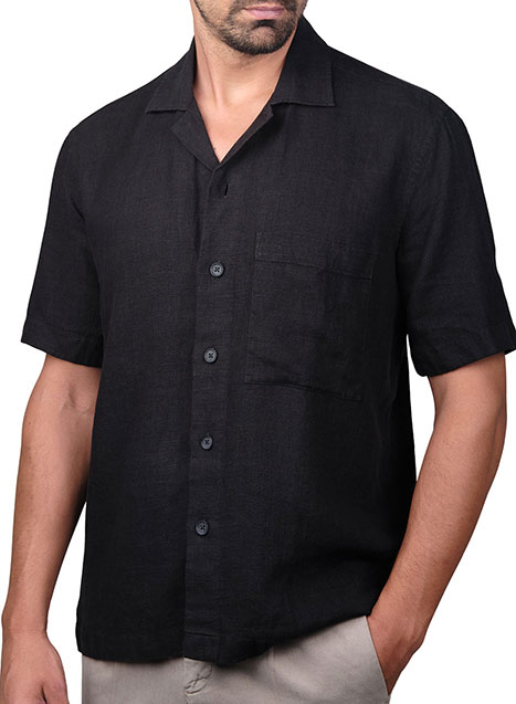 MEN'S OVERSHIRT ΛΙΝΟ ΚΟΝΤΟ MANETTI CASUAL  BLACK
