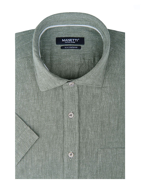 Ανδρικό Πουκάμισο Manetti κοντό μανίκι casual green