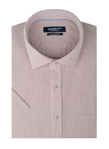 Ανδρικό Πουκάμισο Manetti κοντό μανίκι casual beige