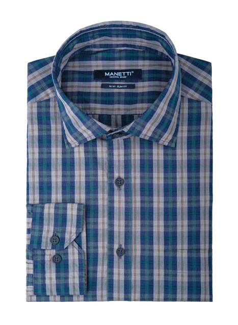 MEN'S MANETTI SHIRT CASUAL  BLUE GREEN BEIGE